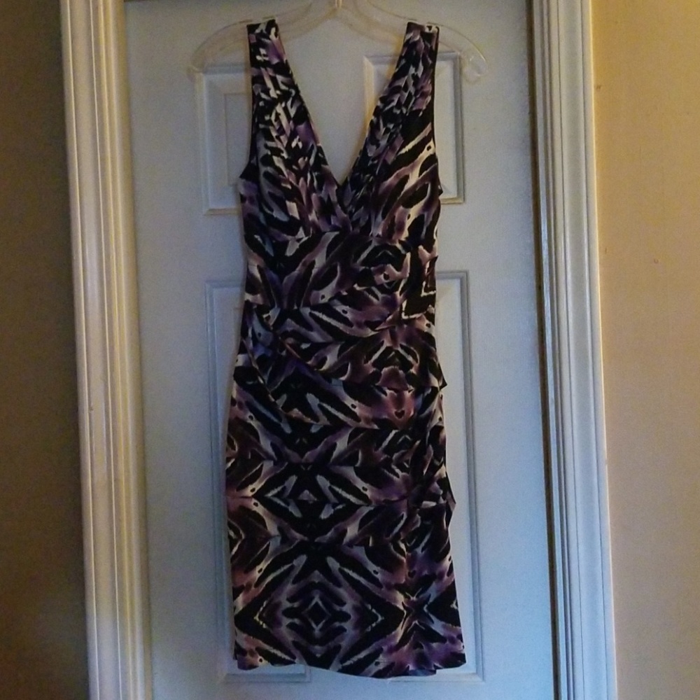 Bisou Bisou Sleeveless Purple Patterned Dress 4